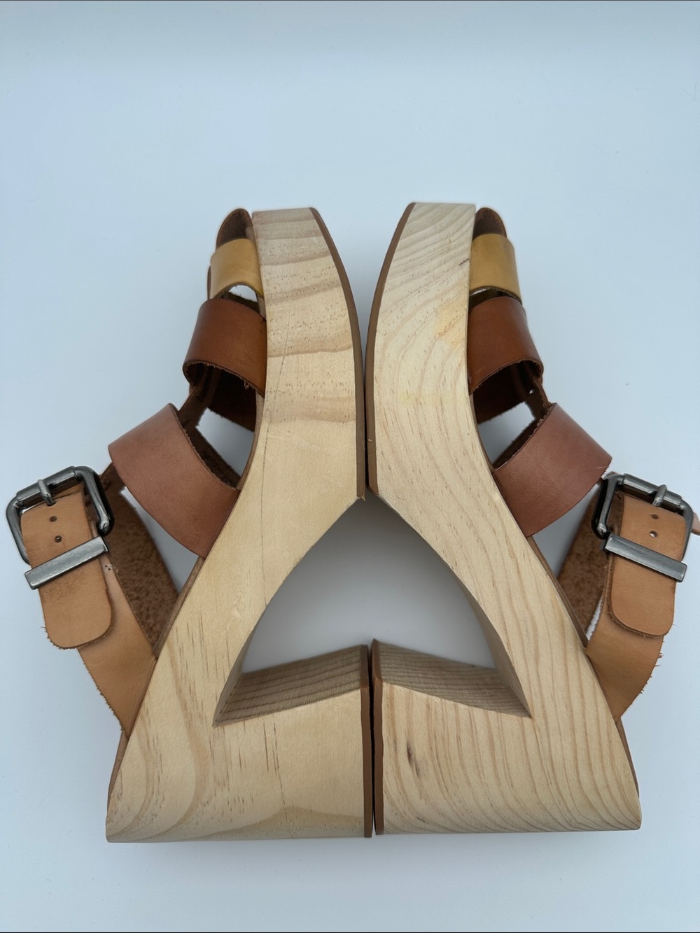 Free People Bellevue Clogs Leather Chunky Wood Fisherman Platform Sandals 39 8.5 - Picture 11 of 16
